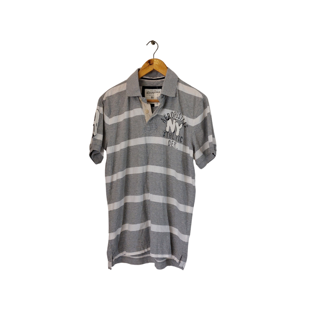 Aeropostale Men's Grey & White Striped Shirt | Brand New |