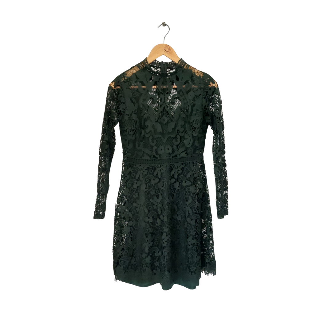 Zara Green Lace Knee Length Dress Gently Used