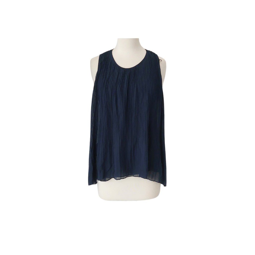 ZARA Navy Sleeveless Pleated Long Top | Brand New |