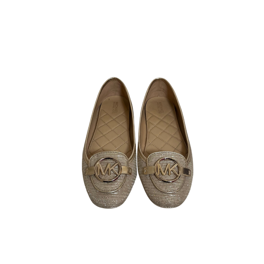 Michael Kors Gold Sparkle Lillie Moccasins Ballet Flats | Pre Loved |