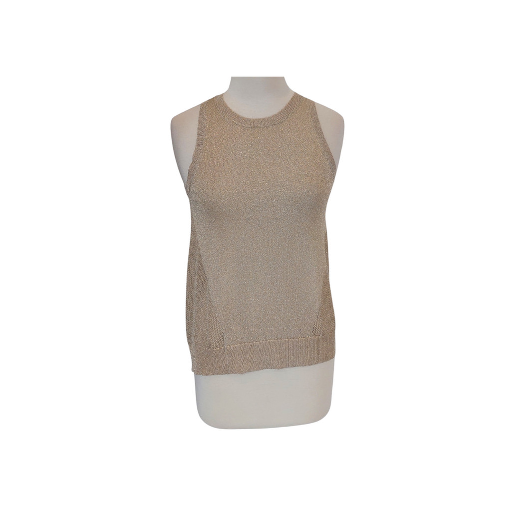 Michael Kors Gold Sheer Knit Sleeveless Top | Brand New |