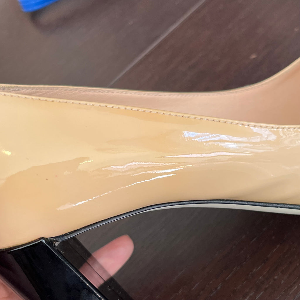 Fendi Beige Patent Leather Block Heels | Pre Loved |