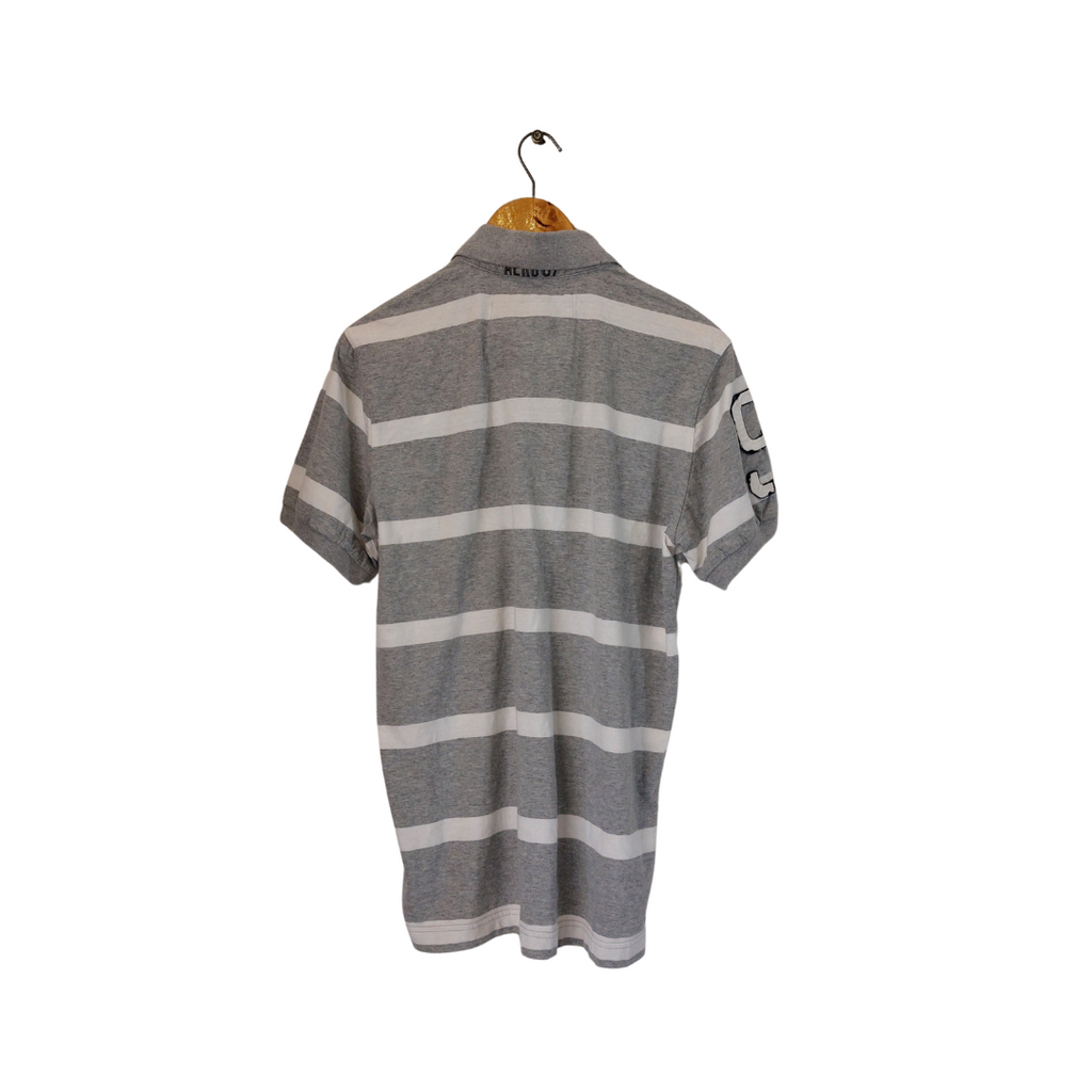 Aeropostale Men's Grey & White Striped Shirt | Brand New |