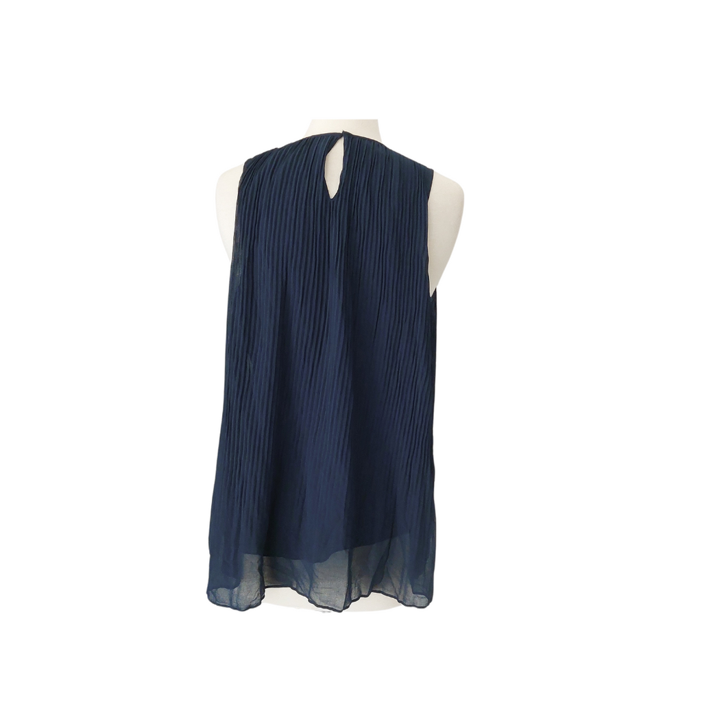 ZARA Navy Sleeveless Pleated Long Top | Brand New |