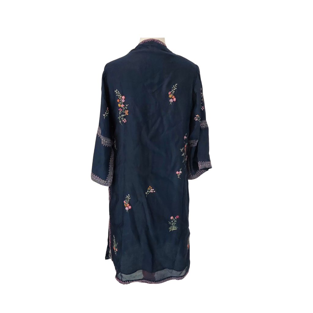 Miraka Navy Embroidered Front Slit Kurta | Pre Loved |