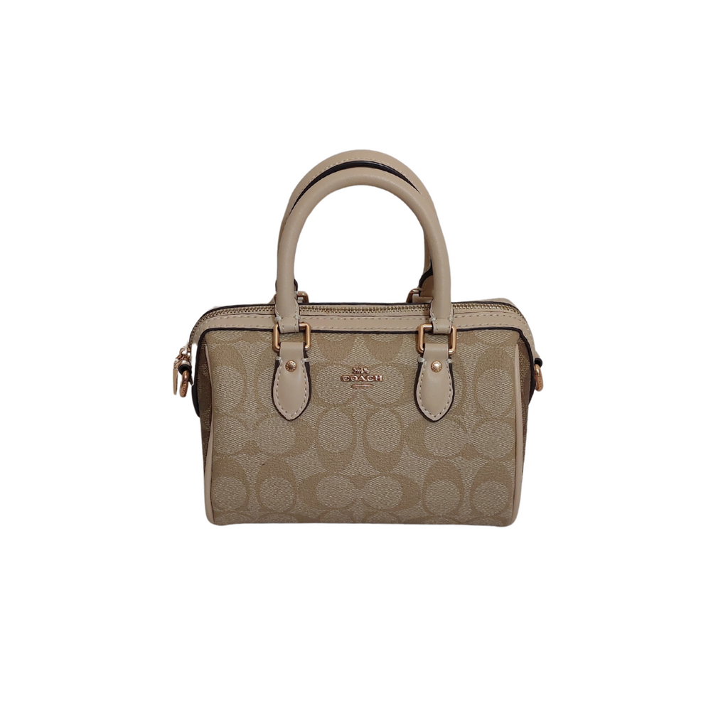 Coach Beige Signature Canvas Mini Rowan Crossbody Bag | Pre Loved |