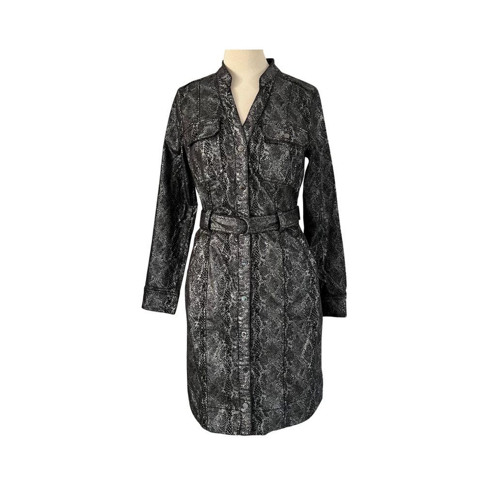 White House Black Market Grey Metallic Textured Trench Coat | Gently Used |