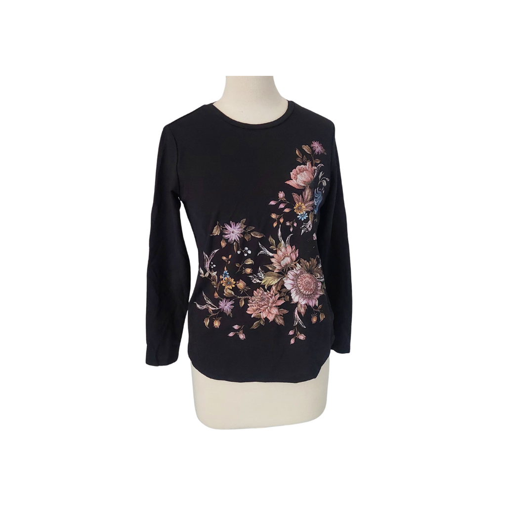 Peruna Black Floral Glitter Textured Top | Brand New |