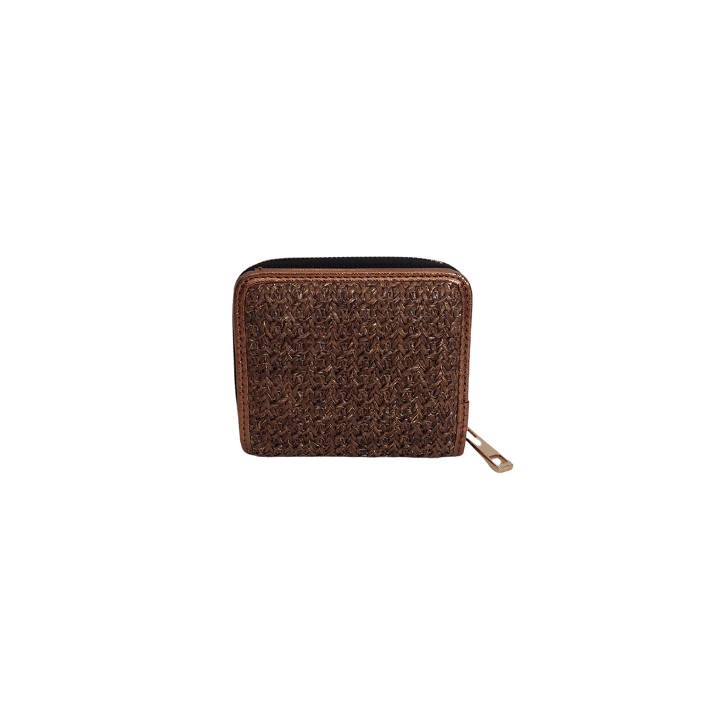 River Island Brown Raffia Panel Wallet | Like New |