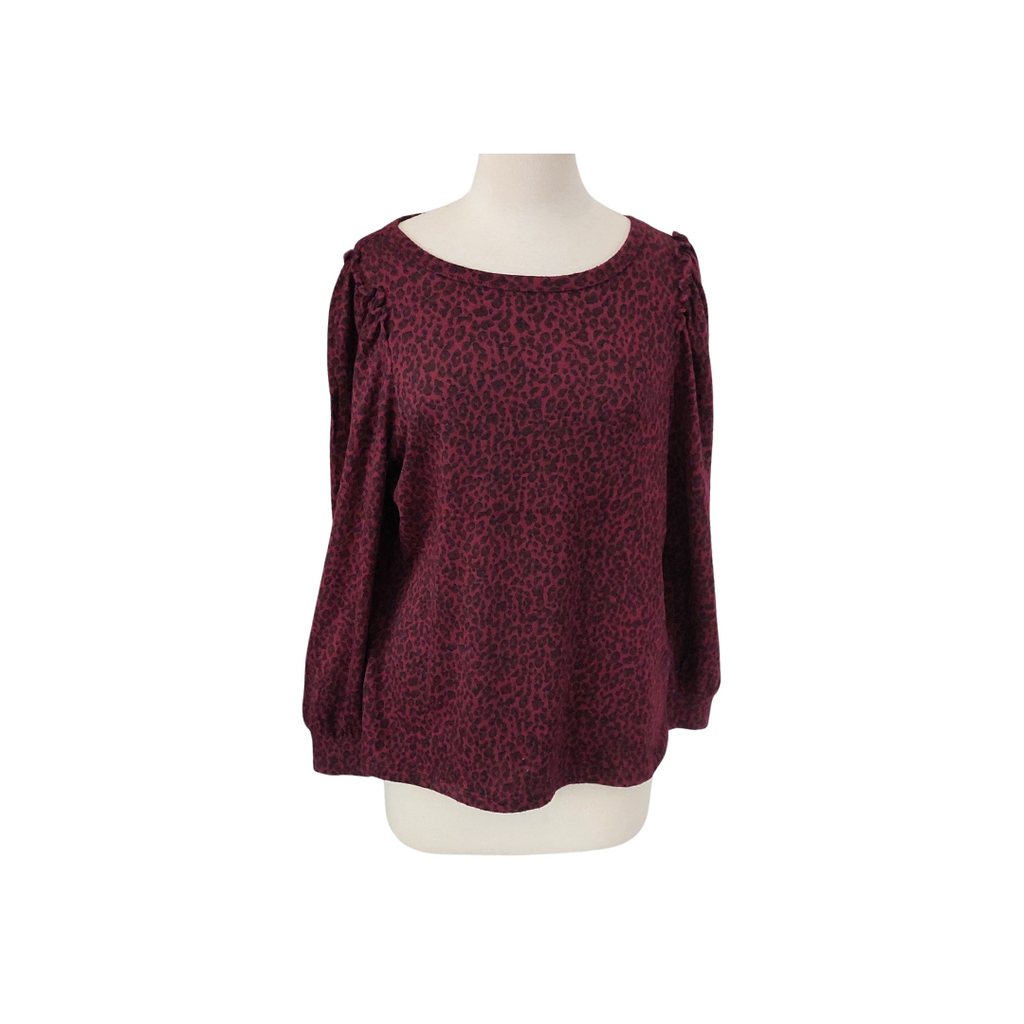 Banana Republic Maroon Cheetah Print Knit Top | Gently Used |