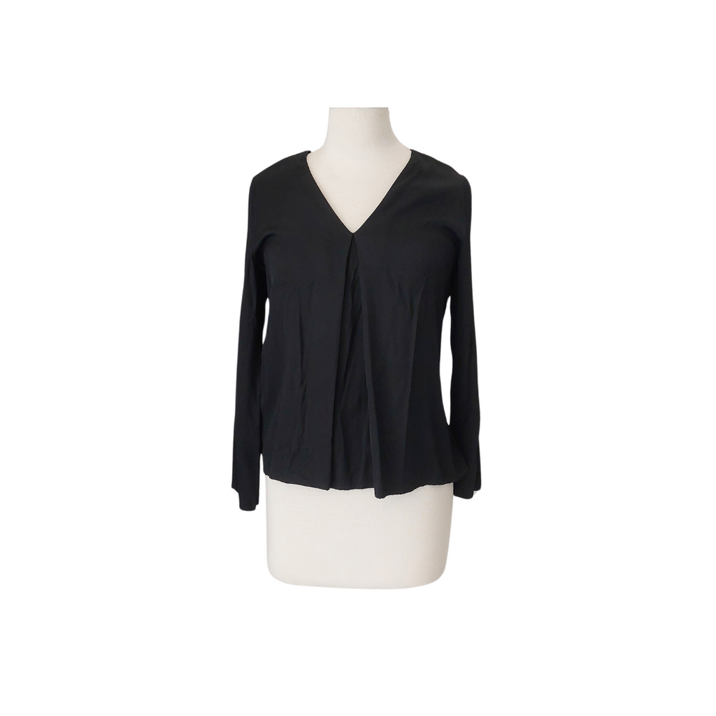 Massimo Dutti Black V-neck Bell-sleeves Top | Like New |