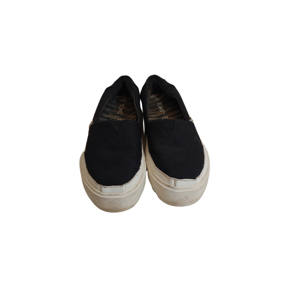 TOMS Black Heavy Canvas ALPARGATA Slip-on Shoes | Pre Loved |