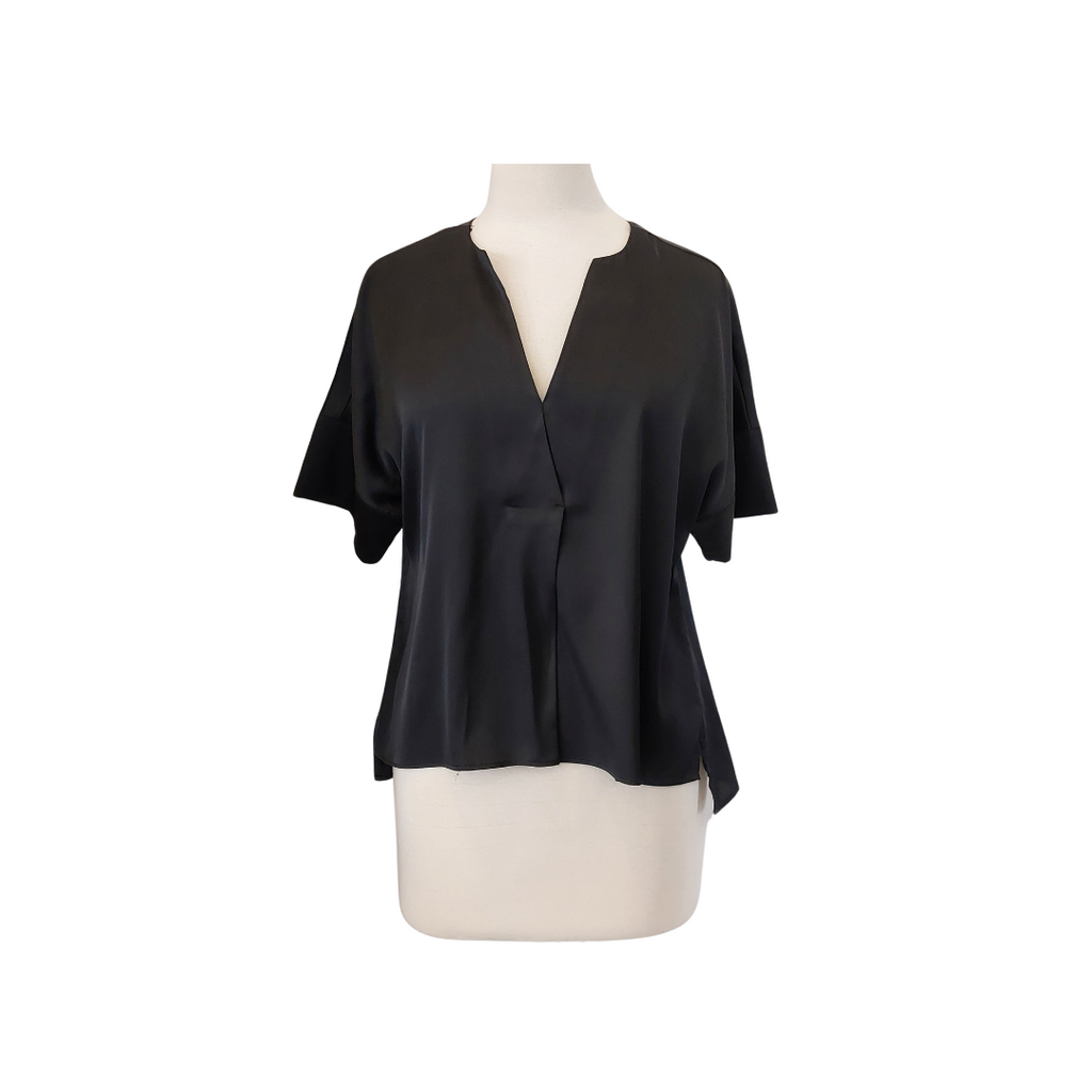 Worthington Black Satin V-neck Top | Like New |