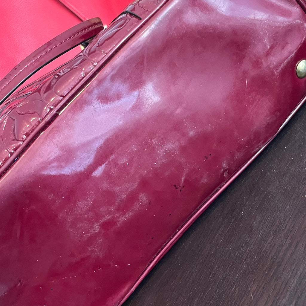 Coach Maroon Patent Leather Peyton Tote | Pre Loved |