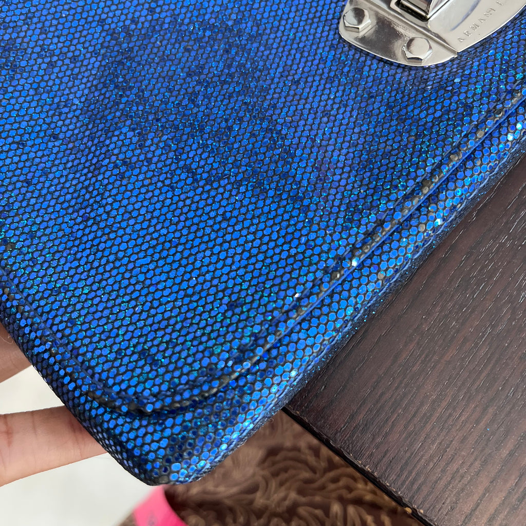 Armani Exchange Blue Glitter Clutch