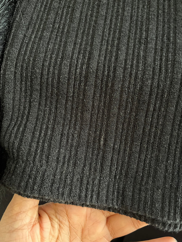 ZARA Black Faux Fur Ribbed High-neck Sweater | Gently Used |