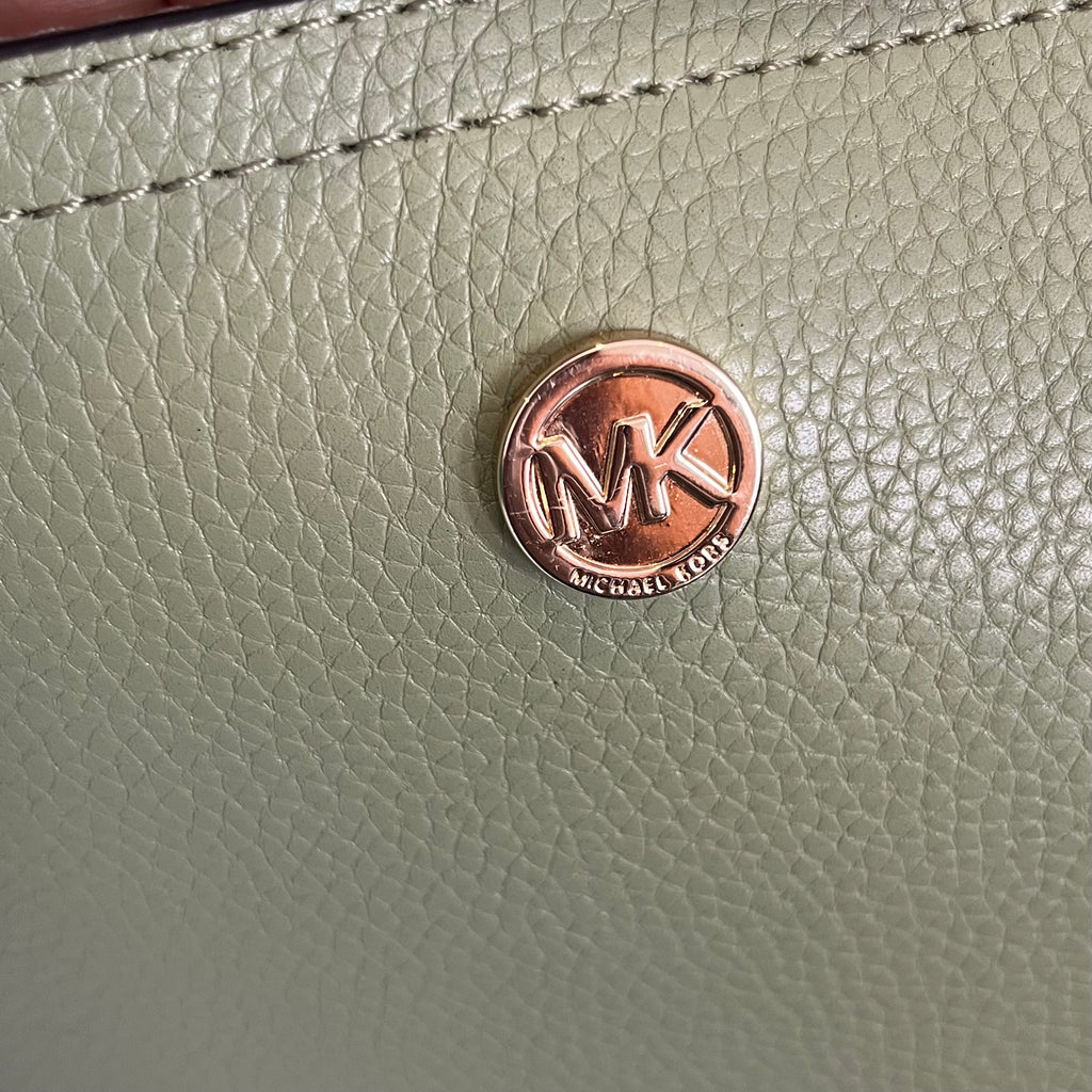 Michael Kors Green Leather Textured Tote Bag | Pre Loved |