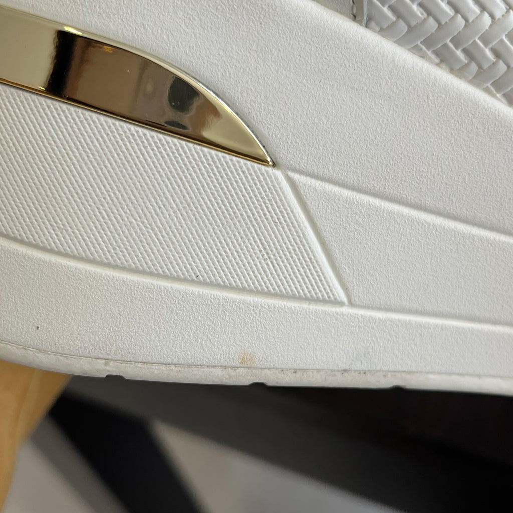 DUNE White Eilin Zip Detail Wedge Leather Trainers | Like New |