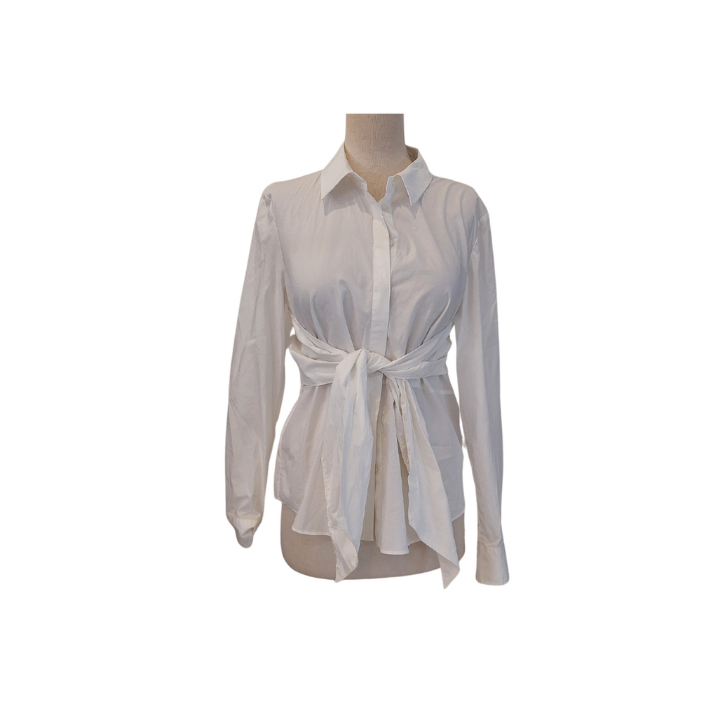 H&M White Front-tie Collared Shirt | Brand New | | Secret Stash