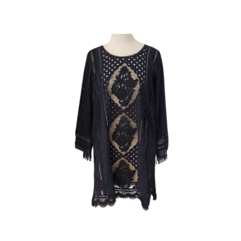 Farida Hasan Black Chicken Kurta With Slip | Pre Loved |