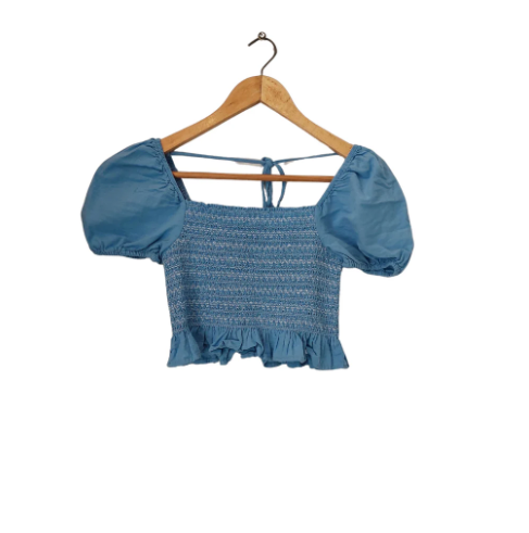 American Eagle Blue Peasant Crop Top | Like New |