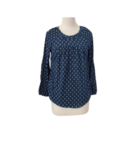 Mango Navy & White Printed Top | Pre Loved |