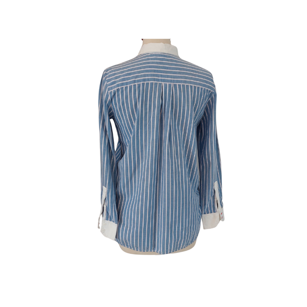 Zara Blue & White Striped Button Down Shirt | Pre Loved |