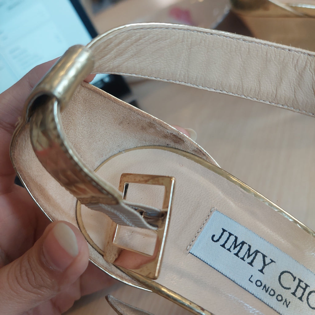 Jimmy Choo Gold Metallic Wedges | Pre Loved |