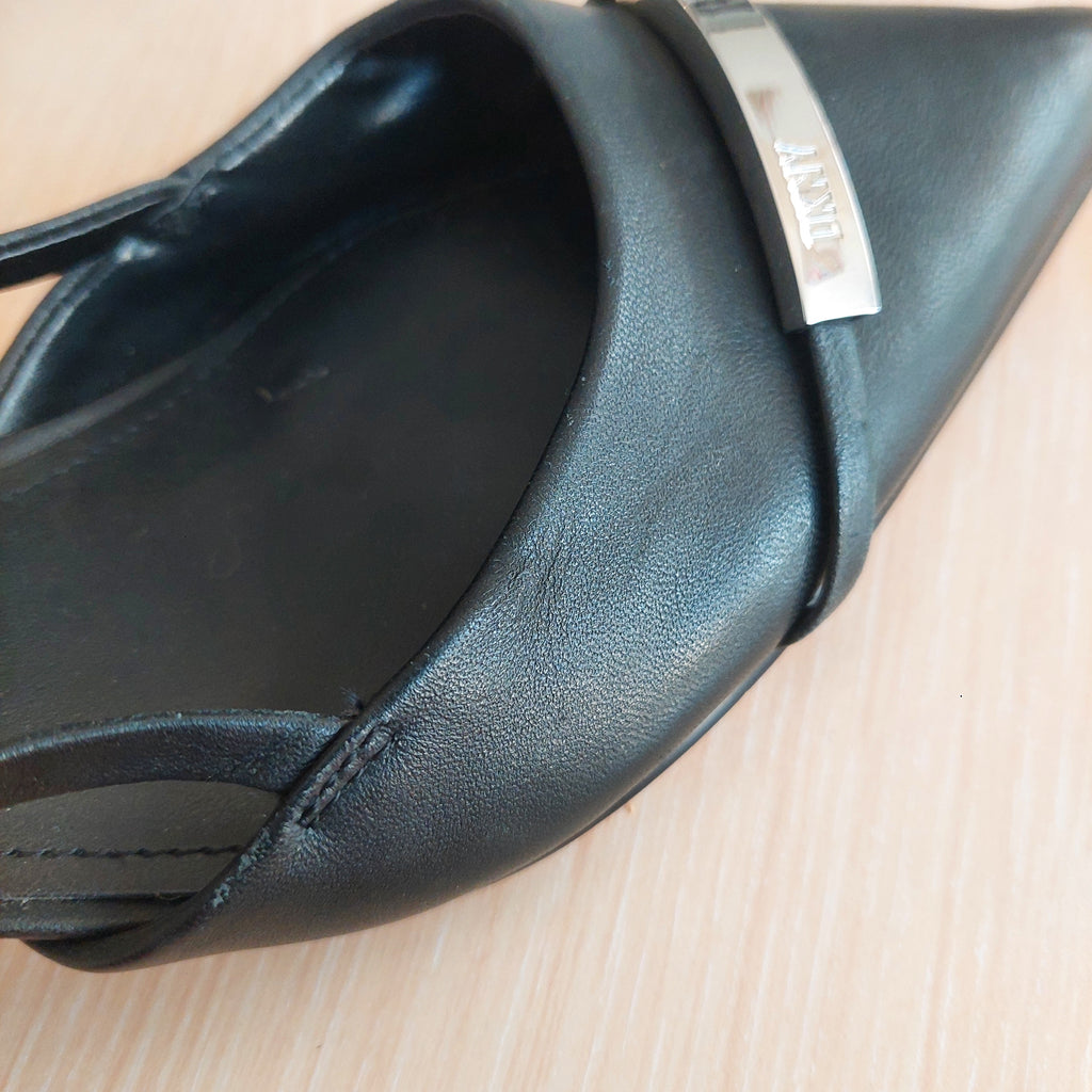 DKNY Black Leather Sling-Back Heels | Brand New |