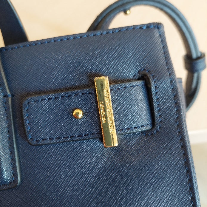 Kurt Geiger Blue Saffiano Leather Convertible Tote Bag | Pre Loved |