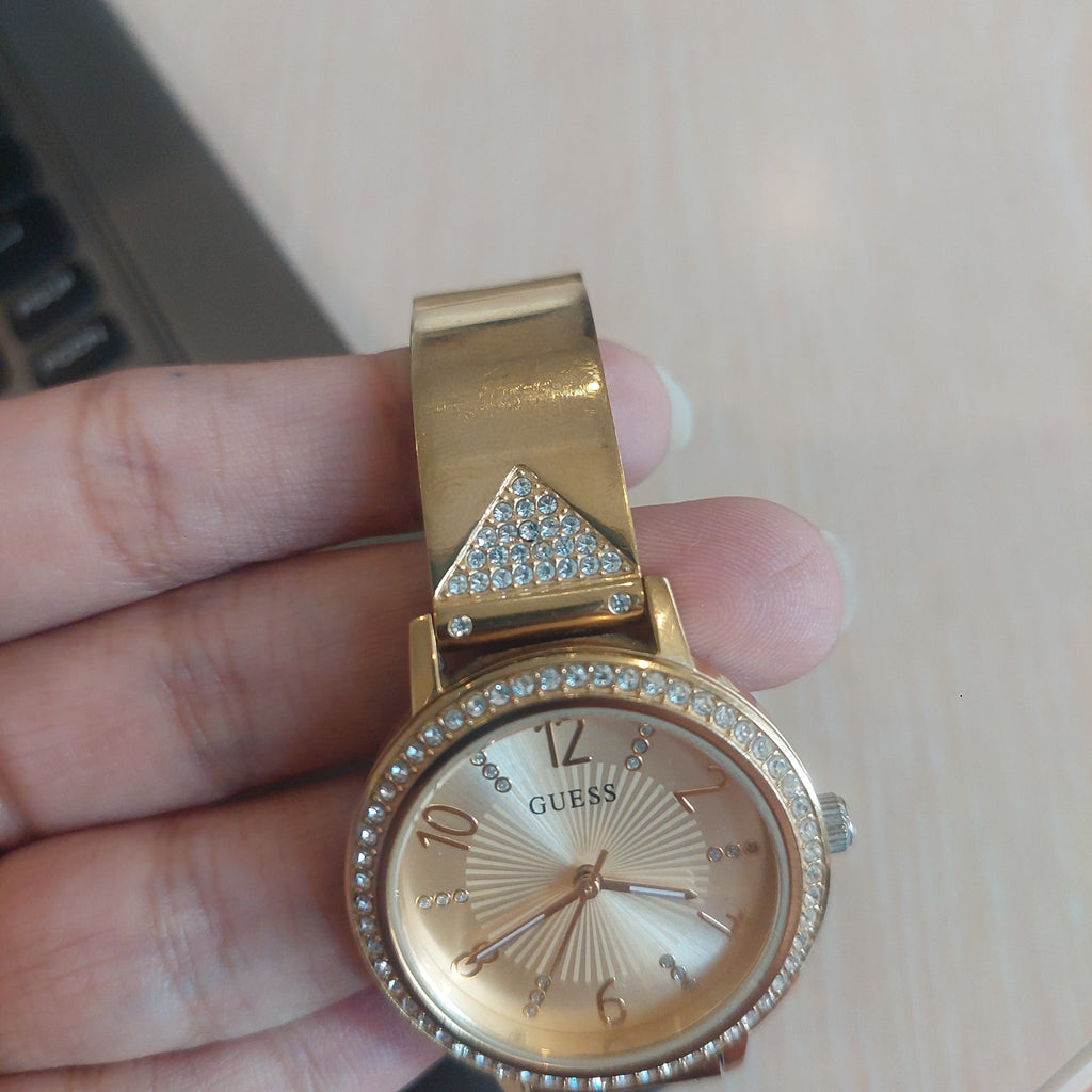 Guess Gold Rhinestone Round-dial Watch | Pre Loved |