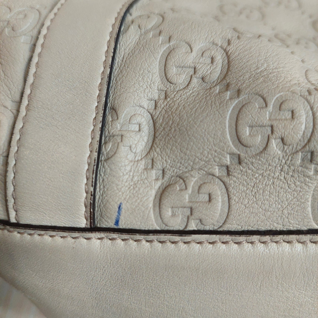 Gucci Ivory Leather Guccisma Abbey Boston Handbag | Pre Loved |