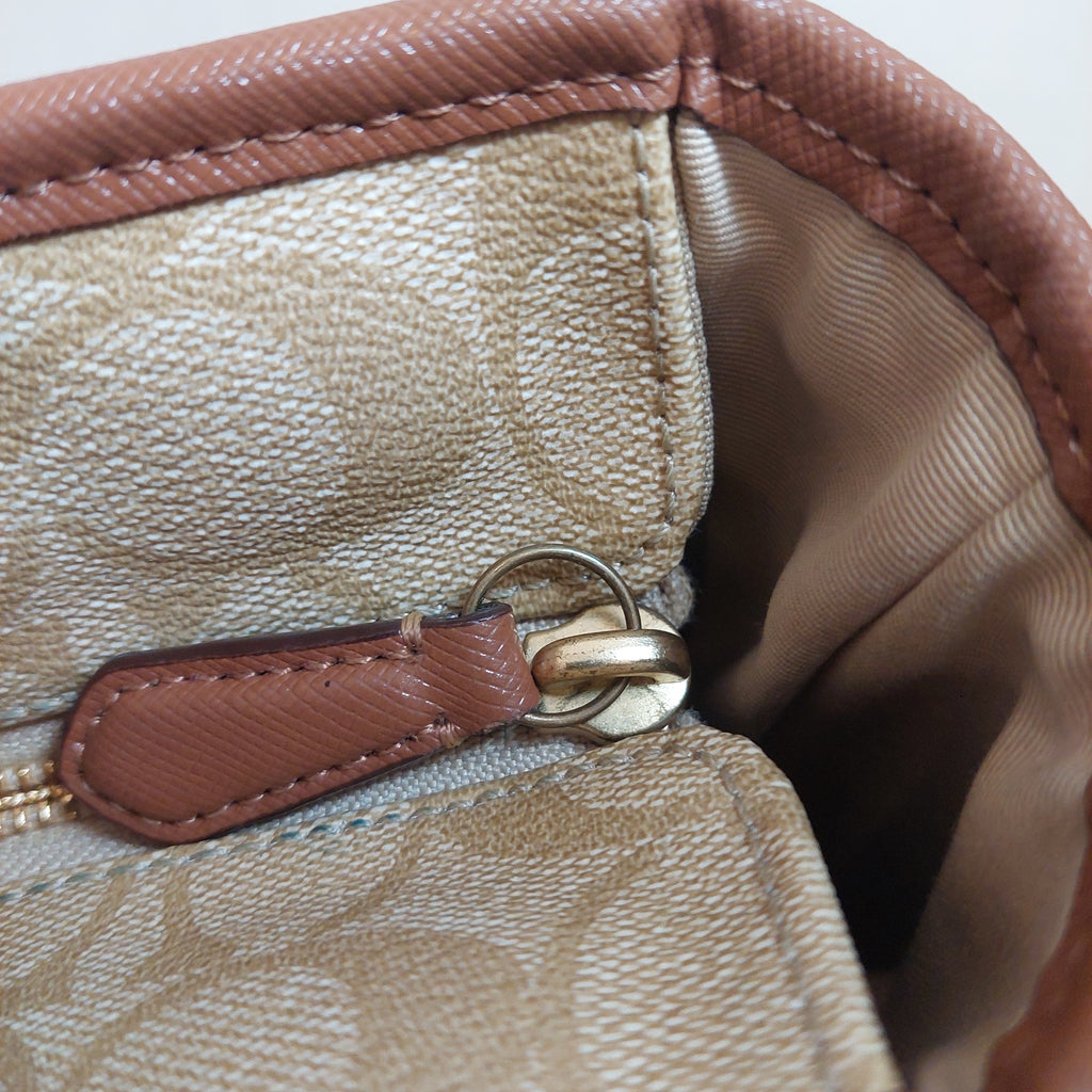 Coach Beige Monogram Coated Canvas Shoulder Bag | Pre loved |