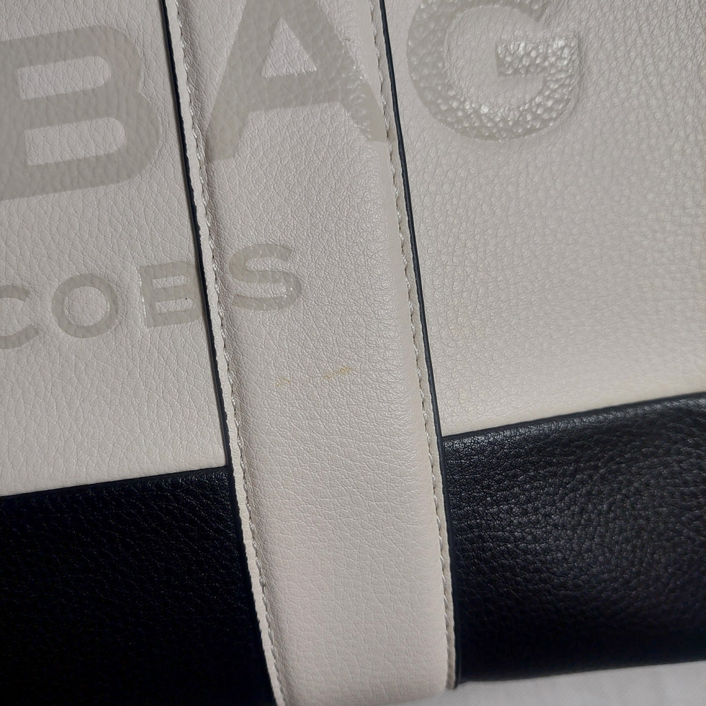 Marc Jacobs Ivory & Black The Leather Medium Tote Bag | Like New |