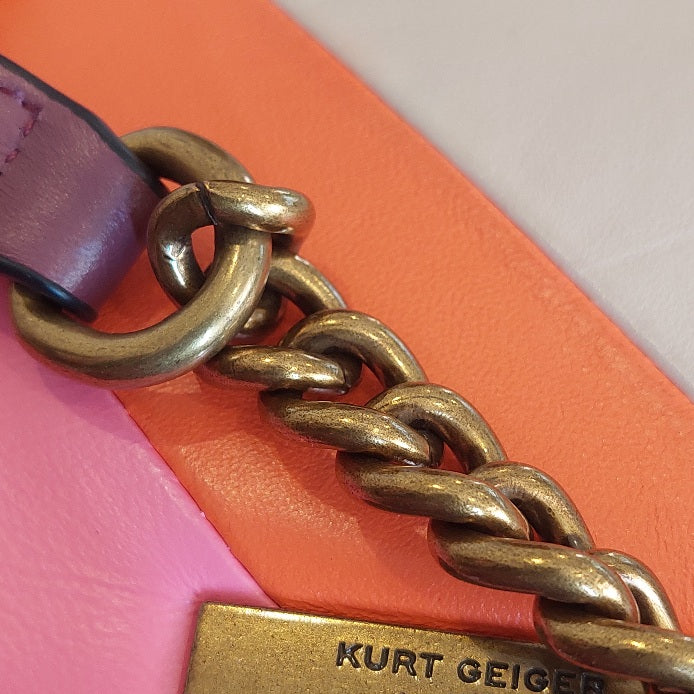 Kurt Geiger Kensington Multicolored Pink Chunky Chain Shoulder Bag | Pre Loved |