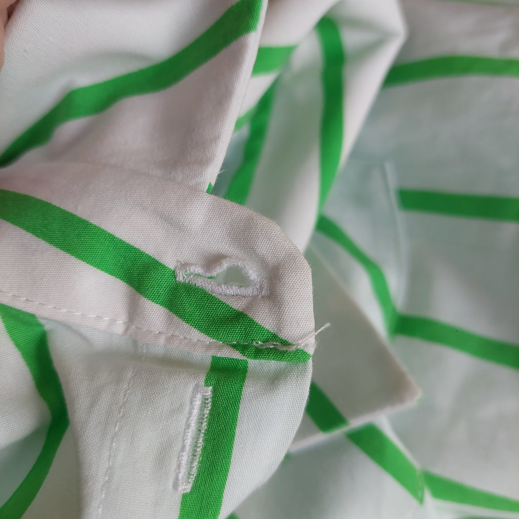 IPEKYOL White & Green Striped Button Down Shirt | Gently Used |