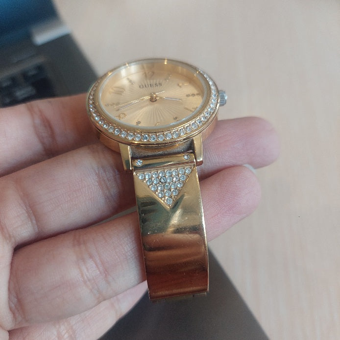 Guess Gold Rhinestone Round-dial Watch | Pre Loved |