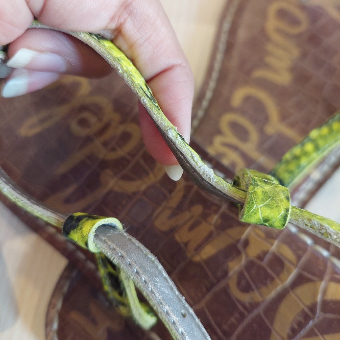 Sam Edelman Green Snakeskin Thong Sandals | Gently Used |