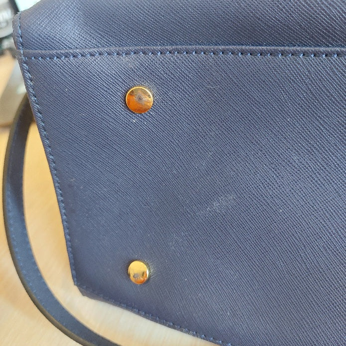 Kurt Geiger Blue Saffiano Leather Convertible Tote Bag | Pre Loved |