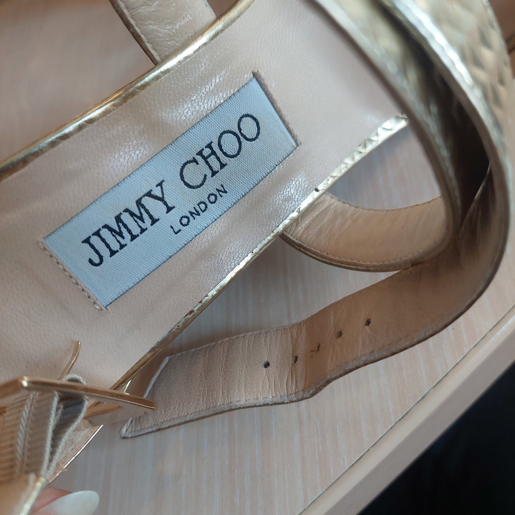 Jimmy Choo Gold Metallic Wedges | Pre Loved |