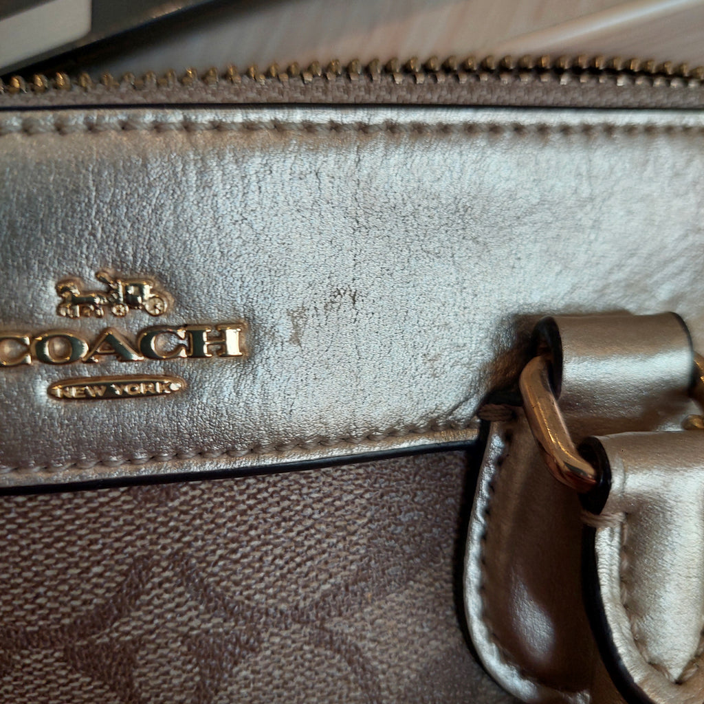 Coach Brown & Gold Signature Coated Canvas and Leather Mini Bennett Satchel | Pre Loved |