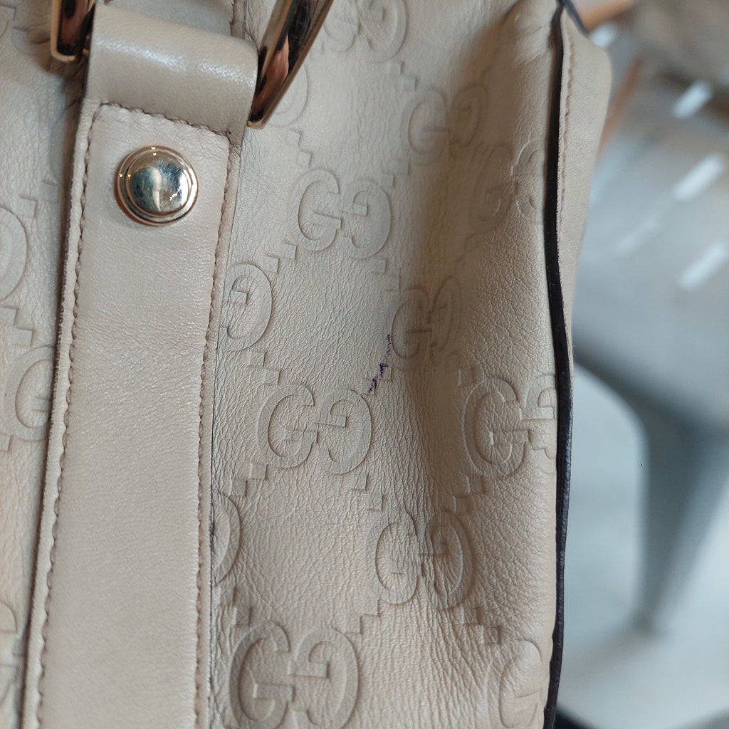 Gucci Ivory Leather Guccisma Abbey Boston Handbag | Pre Loved |