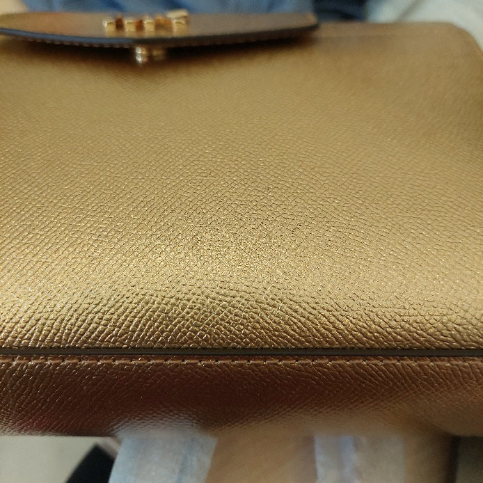 Michael Kors Large Gold Leather Crossbody / Clutch Bag | Brand New |