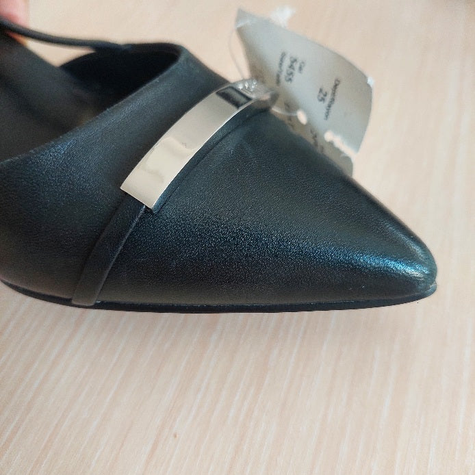 DKNY Black Leather Sling-Back Heels | Brand New |