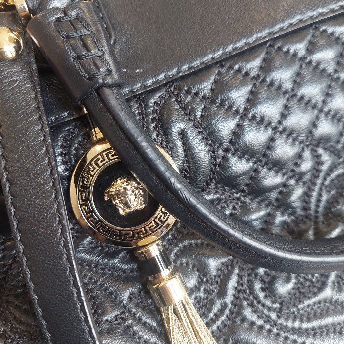 Versace Black Quilted Leather Athena Dome Bag | Pre Loved |