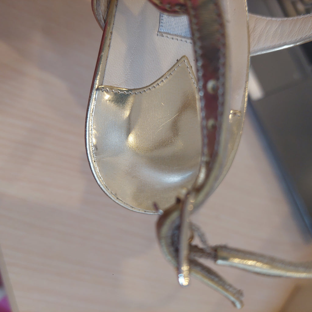 Jimmy Choo Gold Leather Paxton Strapped Heels | Pre Loved |