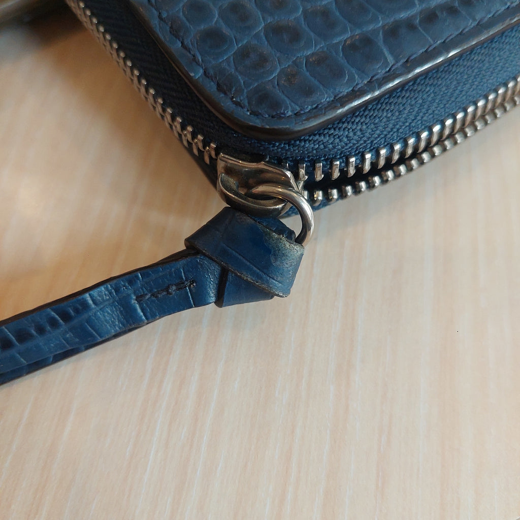 Jimmy Choo Dark Blue Croc Embossed Leather 'Pippa' Long Wallet | Gently Used |