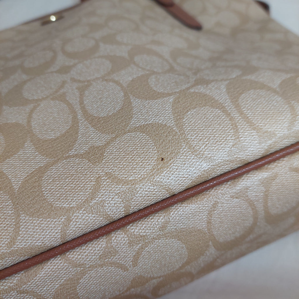 Coach Beige Monogram Coated Canvas Shoulder Bag | Pre loved |