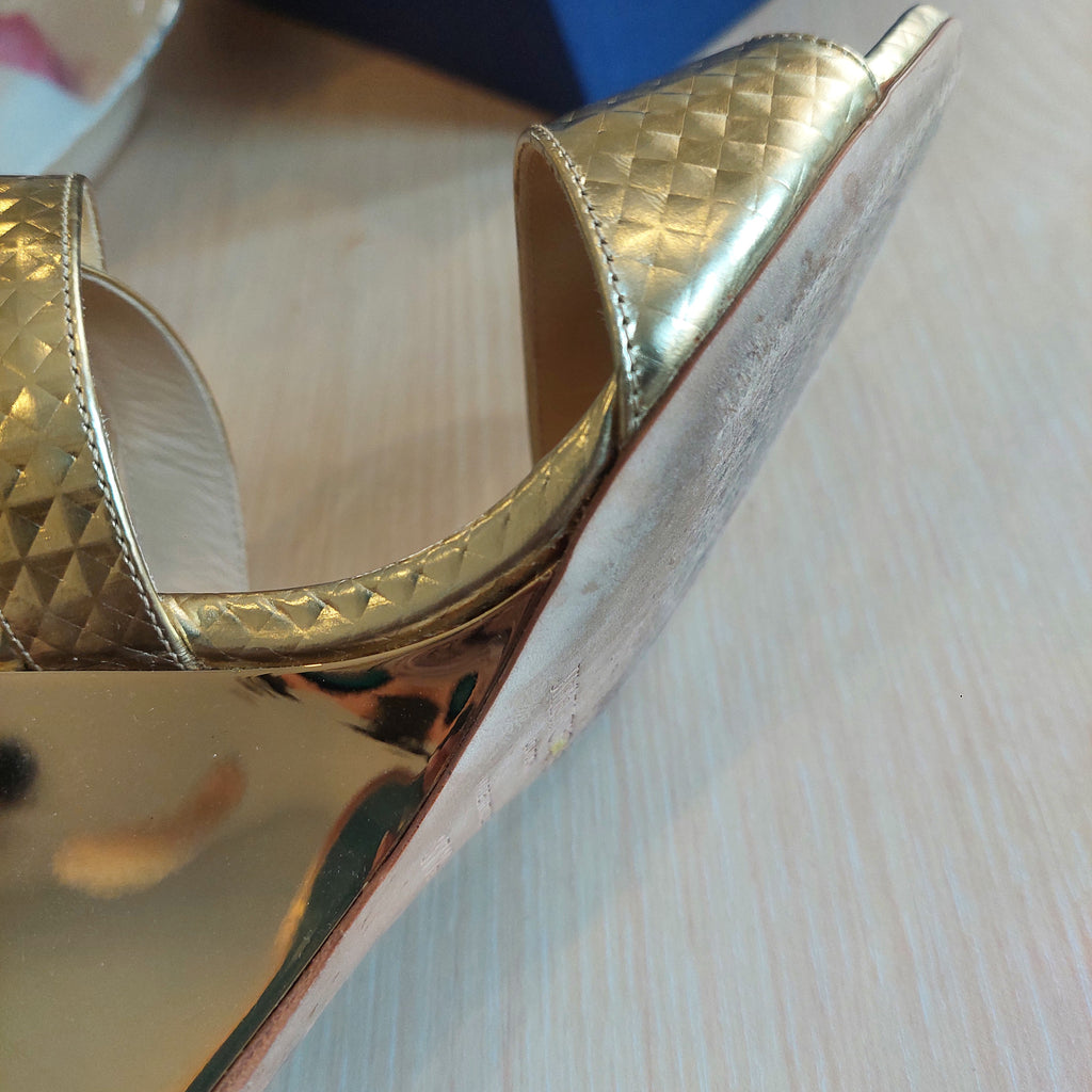 Jimmy Choo Gold Metallic Wedges | Pre Loved |