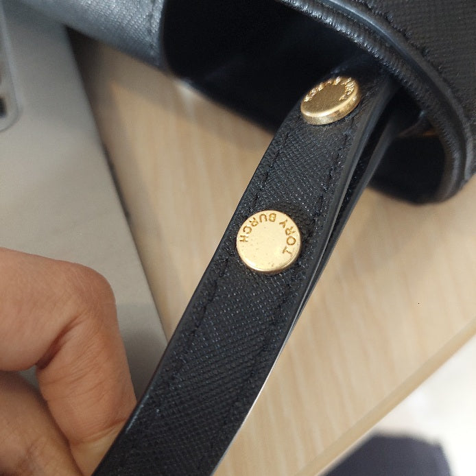 Tory Burch Black Leather Emerson Bucket Bag | Gently Used |